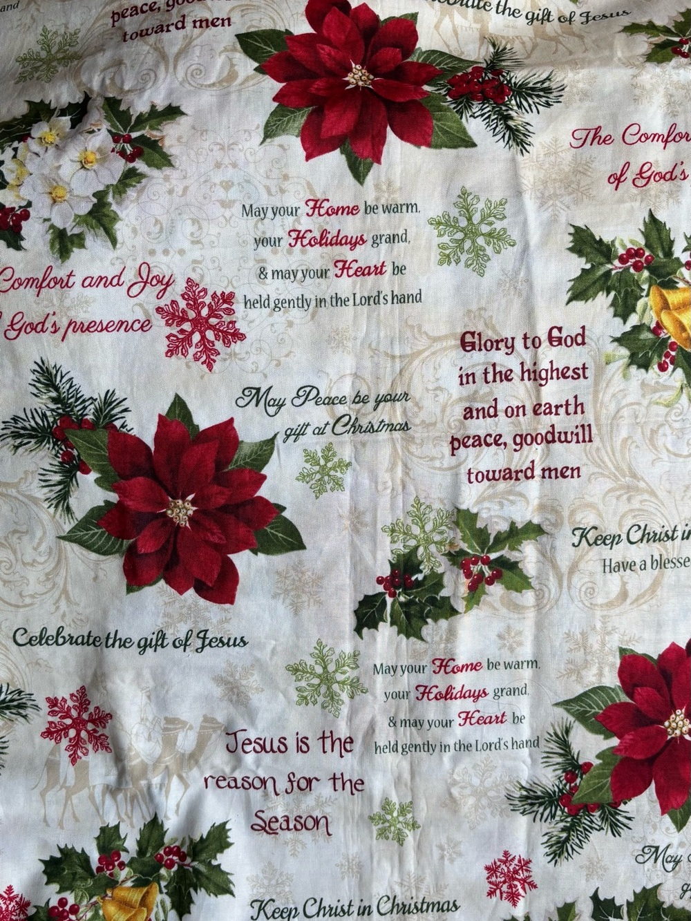 Keep Christ in Christmas & More Cotton Fabric Sold by the Yard 36”x44” New Rare